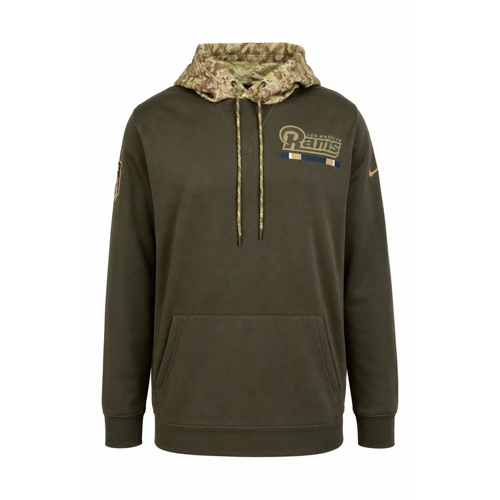 Nike NFL Los Angeles Rams Salute to Service Men's Medium USA Olive Camo Hoodie‎
